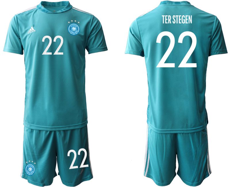 Men 2021 World Cup National Germany lake blue goalkeeper #22 Soccer Jerseys->germany jersey->Soccer Country Jersey